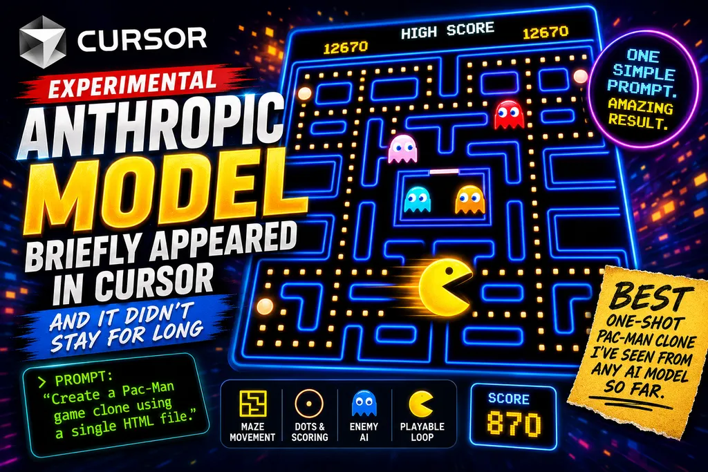 An Experimental Anthropic Model Named Honeycomb Briefly Appeared in Cursor — So I Asked It to Build Pac-Man